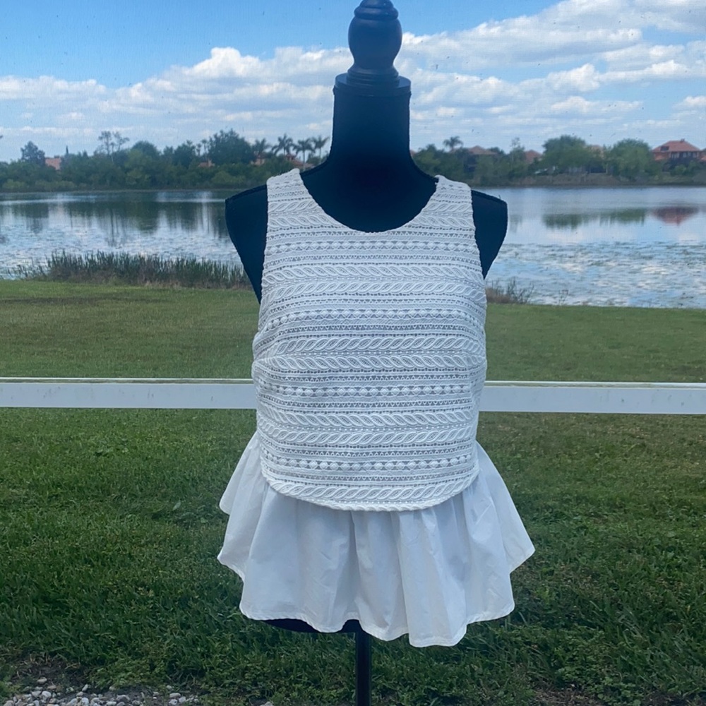 Anthropologie white sleeveless top.